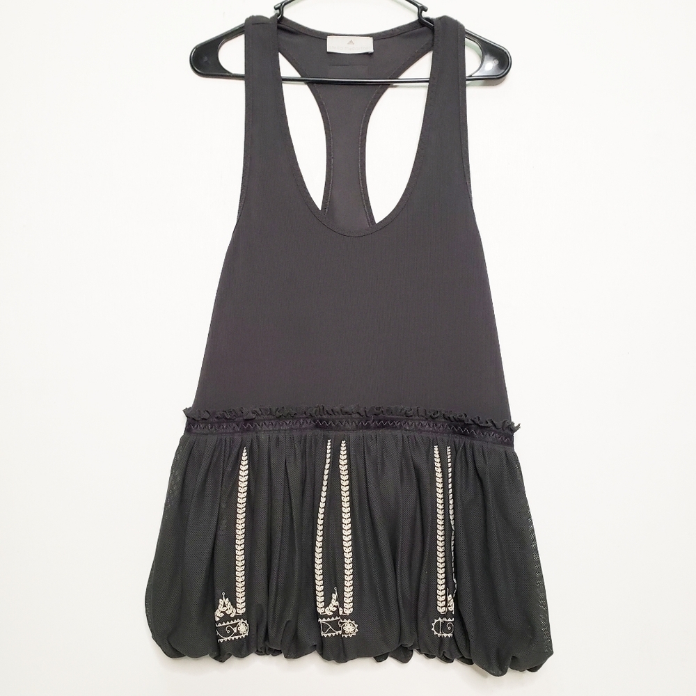 Adidas by Stella McCartney Black Racerback Mini Dress with Embroidered Skirt